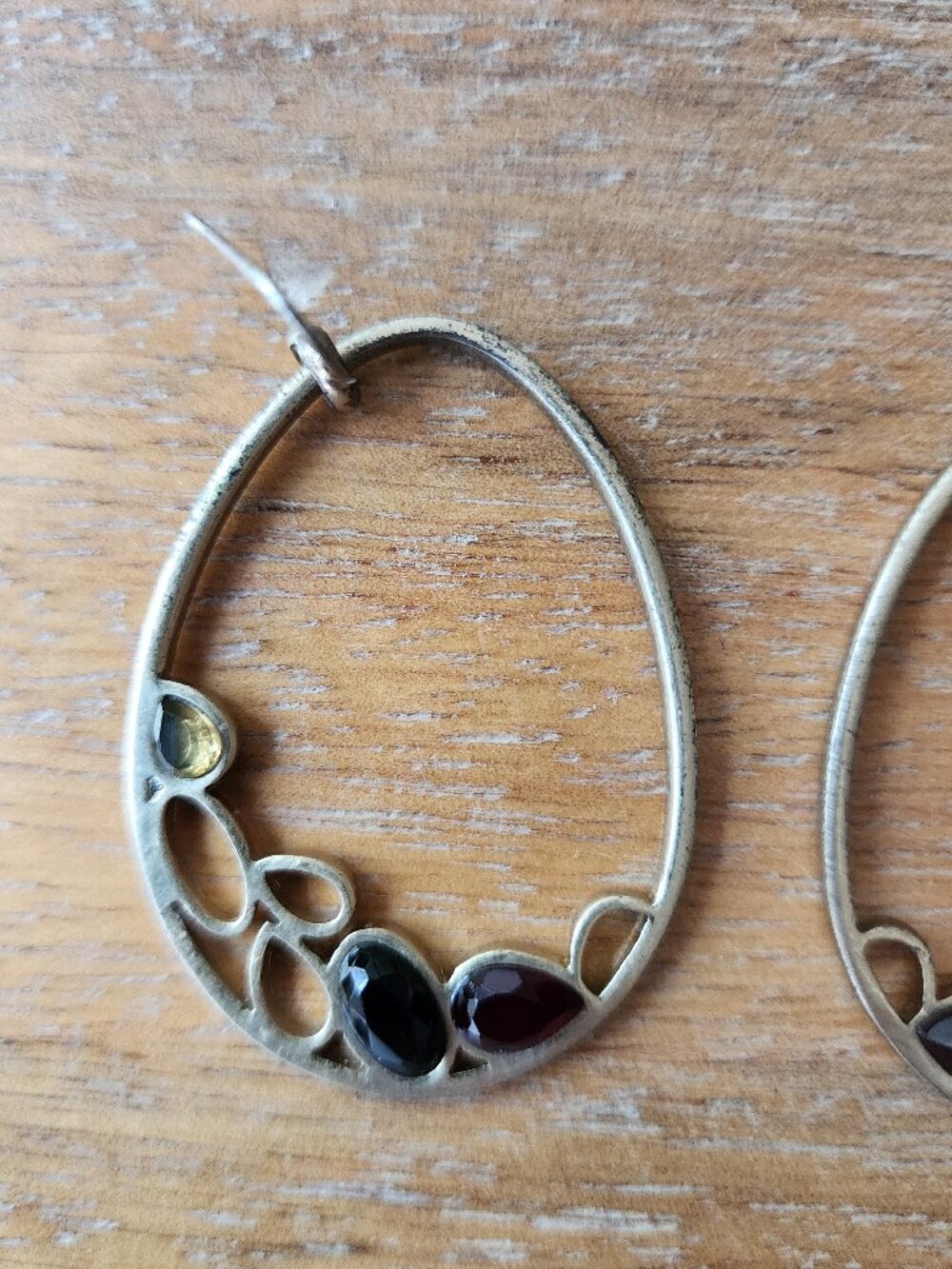 Lois Hill Sterling Silver Multi Gemstone Cutout Hoop Earrings
